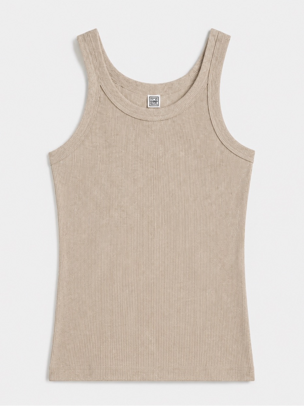 Beige Curved Rib Tank Top